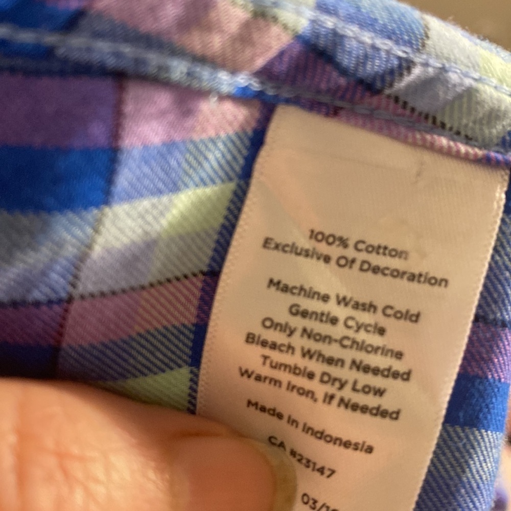 Talbots Pastel Blue Plaid Button Down 100% cotton Sz Small - Picture 7 of 7